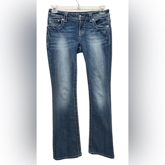 Miss Me Denim - Miss Me Signature Bootcut Blue Jeans Women’s Embellished Pockets 28 Denim Y2K
